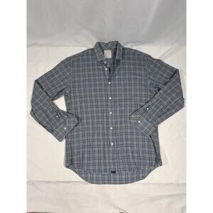 Billy Reid Long Sleeve Button Down Plaid Shirt Standard Cut Cotton Gray Men L